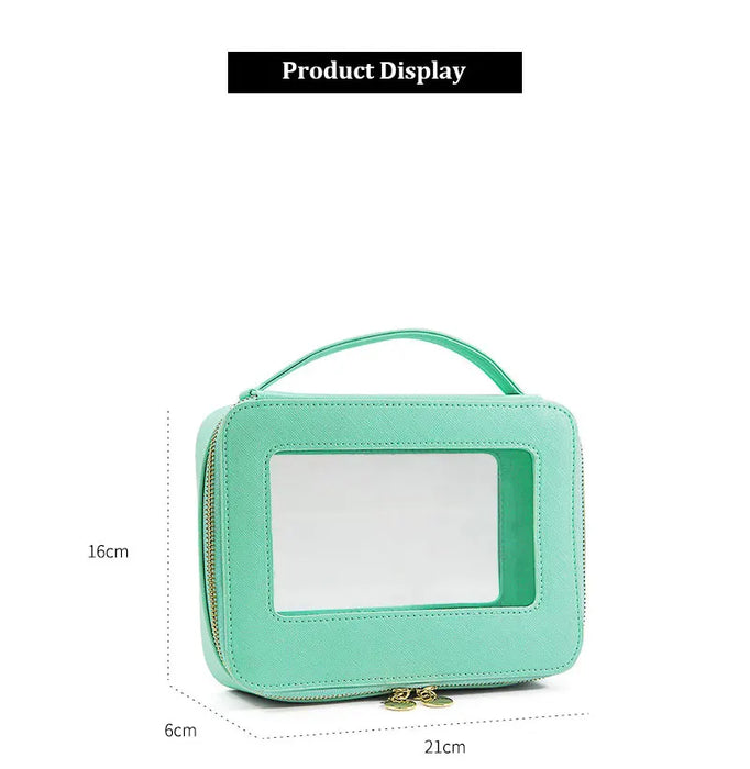 Customized Letters Transparent Makeup Bag Saffiano Portable Cosmetic Case