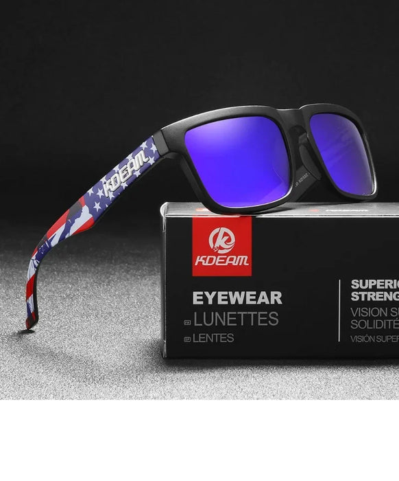 KDEAM polarized square sunglasses, mirror blue lenses (C25)
