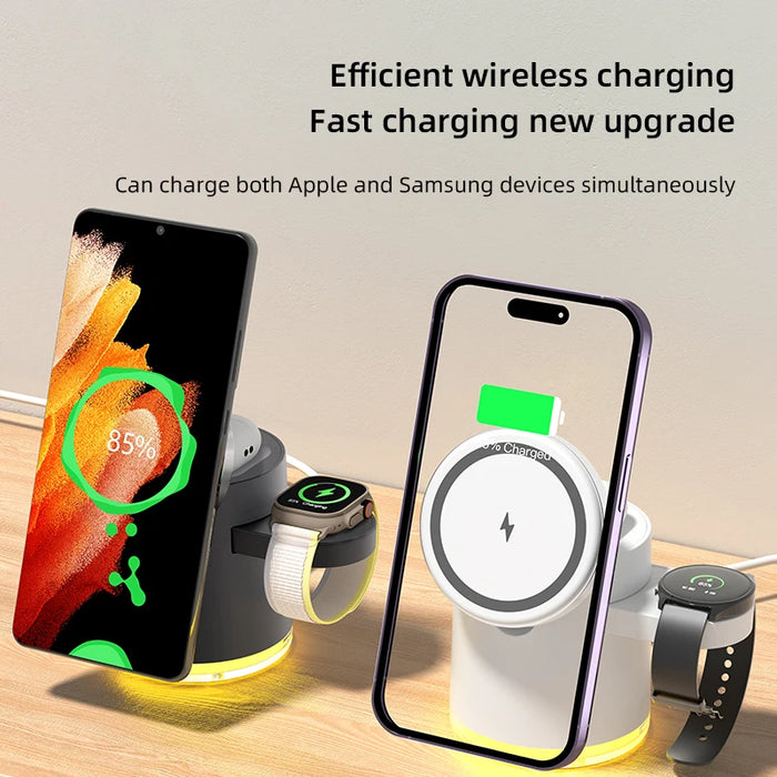 4 in 1 Magnetic Wireless Charger Station for IPhone 15 14 13 12 Pro iWatch 8 7 6 Airpods Pro Samsung 15W Charging Dock Station