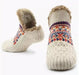 Fleece-lined slipper socks: Beige Fair Isle