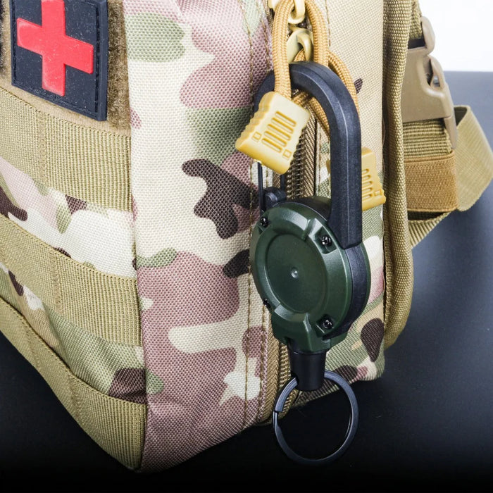 Anti-theft Metal Easy-to-pull Buckle Rope Elastic Keychain Sporty Retractable Key Ring Anti Lost Yoyo Ski Pass ID Card