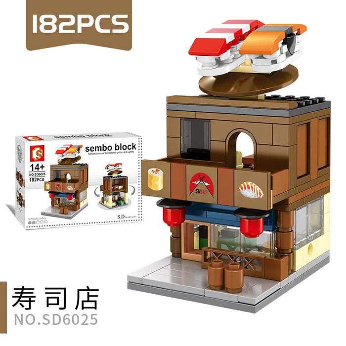 Sushi shop building block model, 182 pieces