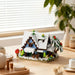 Snowy cabin building block set with a white roof