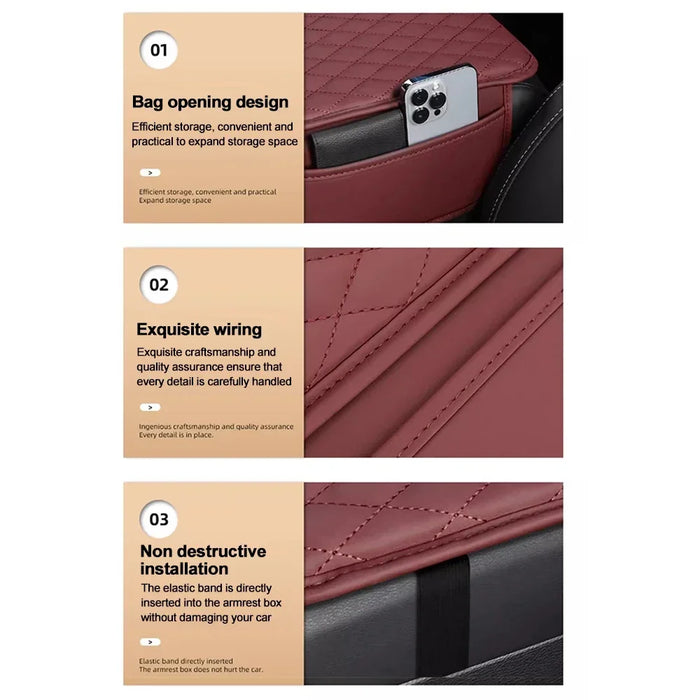 Increase the height of the car armrest box with padding, side storage bags, interior decoration, and universal storage bags