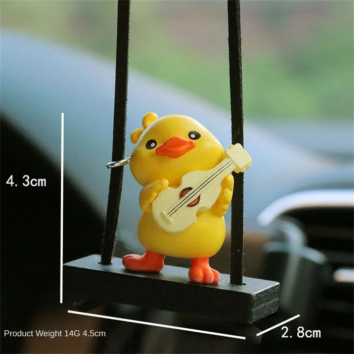 Little Yellow Duck Car Pendant Swing Auto Rearview Mirror Hanging Decorations