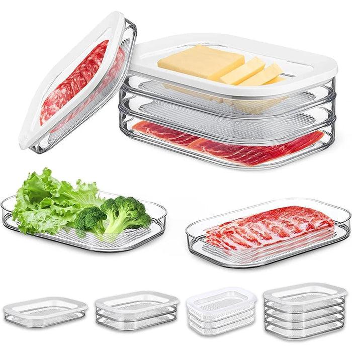 Meat Container for Fridge, Stackable Cold Cuts Storage Containers with Clear Lids for Deli Meat, Bacon, Cheese & Meal Prep