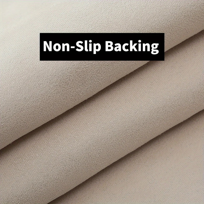 Beige non-slip suede backing of the rug