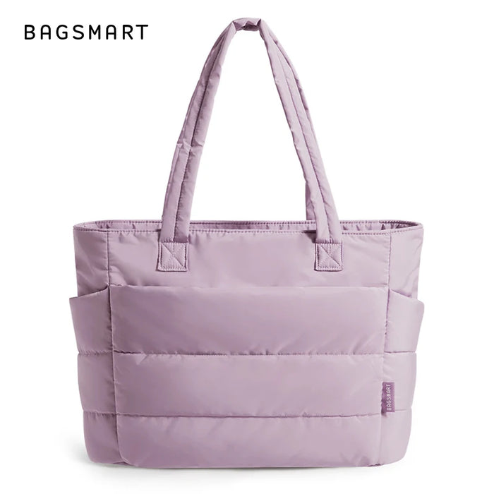 BAGSMART Women's Bag Solid Color Tote Bag Commuting College Padded Shoulder Bag Leisure Simple Female Handbags for Travel