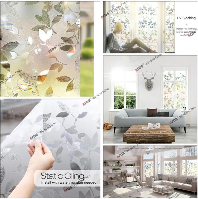Stained Decorative Window Film Static Self Adhesive Glass Sticker Heat Control Vinyl Window Cling For Home Door Glass Decals