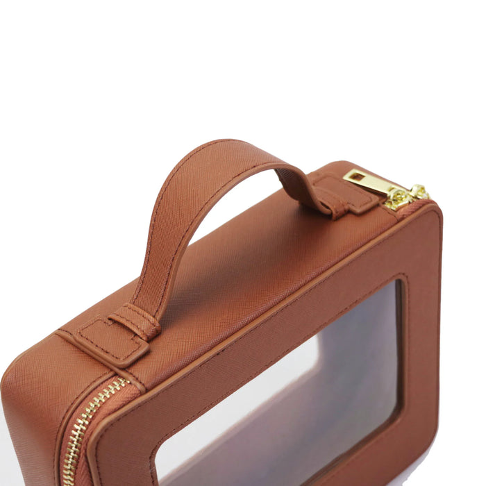 Customized Letters Transparent Makeup Bag Saffiano Portable Cosmetic Case