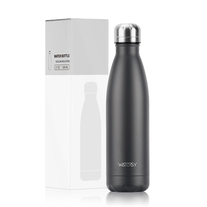 WATERSY 500ml Insulated Water Bottle, Stainless Steel Thermal Leakproof Flask, BPA-Free Double Walled Vacuum Bottle for Sports