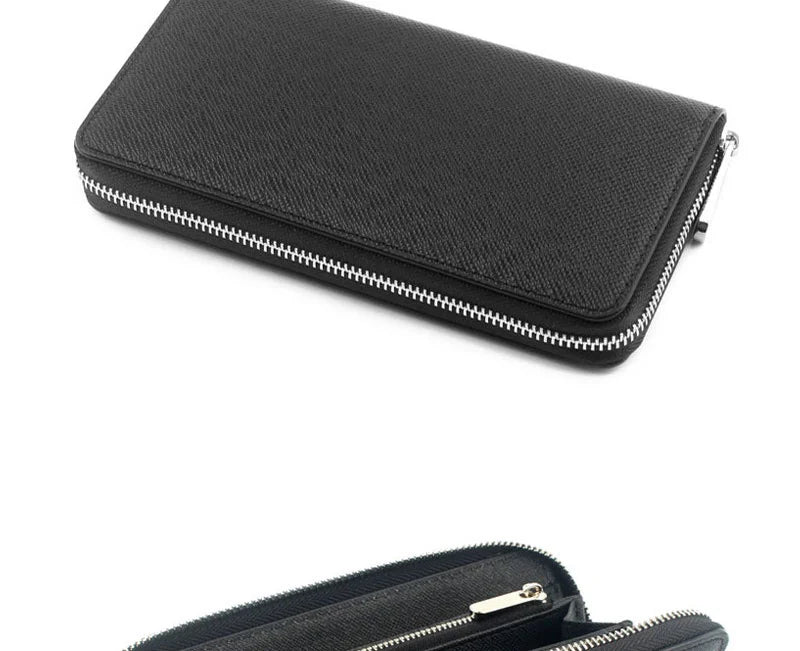 Custom Initial Letters Genuine Saffiano Leather Unisex Long Wallet Purse