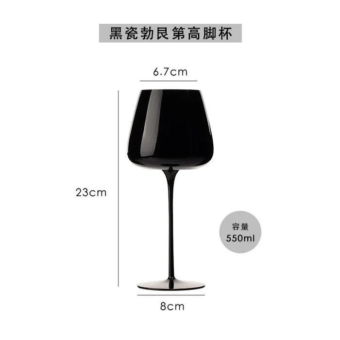 Nordic Black Goblet Black Porcelain Crystal Glass Red Wine Glass Bordeaux Cup Home Ornament Wine Glass Champagne Glass