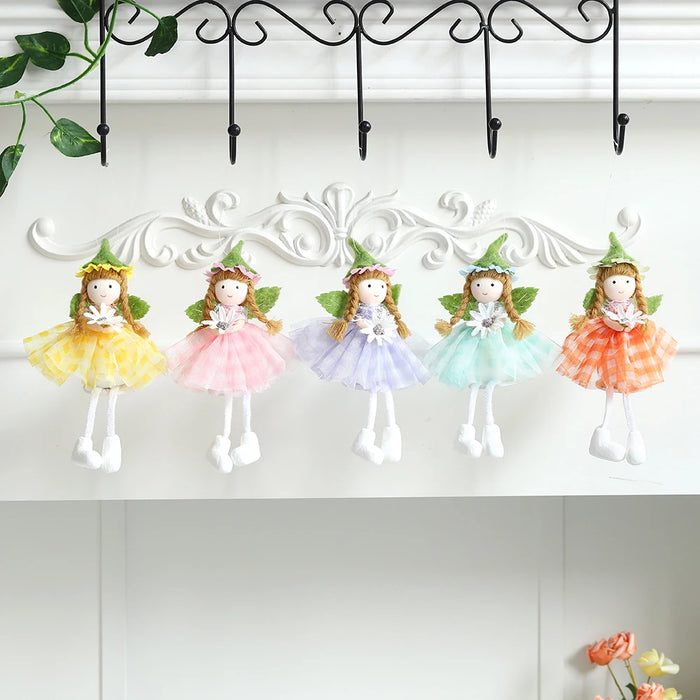 24cm Easter Flower Bunny Ornaments Pink Yellow Gauze Skirt Bunny Easter Party Decor Supplies Home Desktop Decorations Kids Gifts