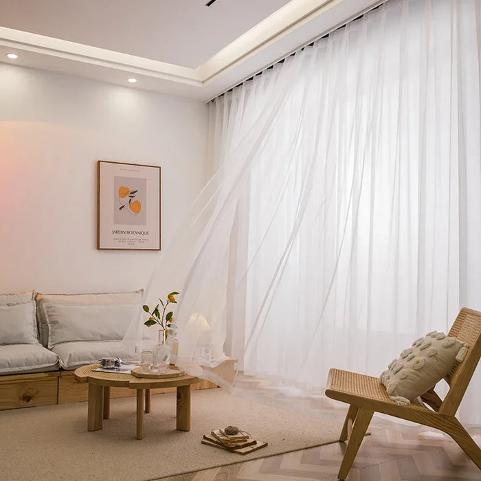 1Pc  Super Soft Chiffon White Tulle Sheer Curtains for Living Room Lining Bedroom Window Decor