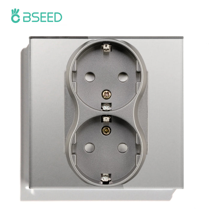 Bseed EU Standard 1/2/3Gang Light Touch Switches Home Wall Switches Gray Glass Sensor Switches Type-c USB Power Charge Sockets
