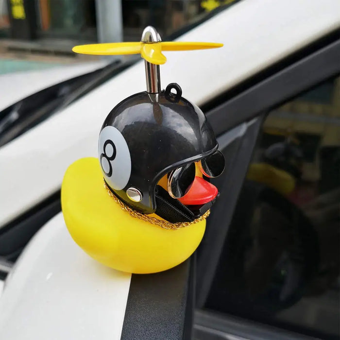 Car Rubber Duck Toy With Helmet for Dashboard Decorations