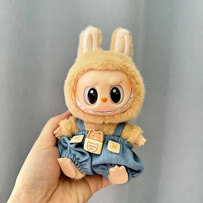 Mini Plush Doll'S Clothes Outfit Accessories For 17cm Korea Kpop Labubu I II Idol Dolls sit party overalls Clothing
