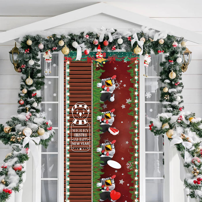 Merry Christmas Door Cover 35 x 71 Inch Christmas Ball Door Cover Backdrops Xmas Tree Door Cover Banner Christmas Balls