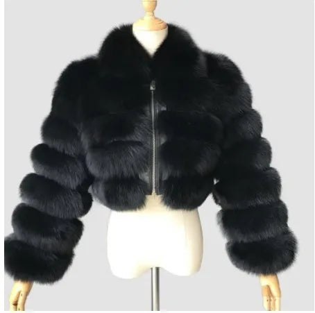 Casual White Black Fluffy Fall Winter Faux Fur Coat Women Short Jacket Long Sleeve Cropped Puffer Fur Jacket For Women Outwear