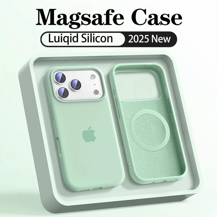 Original Liquid Silicone Magsafe Case for Apple iPhone 17 13 15 16 14 Pro Max Wireless Charging 12 15 16 17 Magnetic Soft Cover