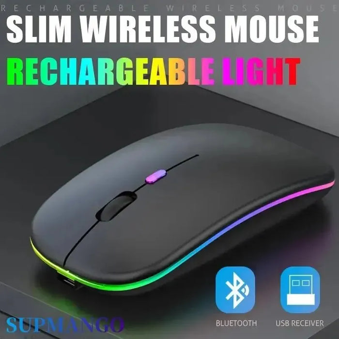 Rechargeable Wireless Mouse LED Backlit Mouse Laptop Computer Mouse 2.4Ghz