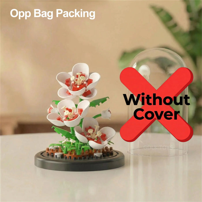 White and red blossom micro block bouquet, version without dome