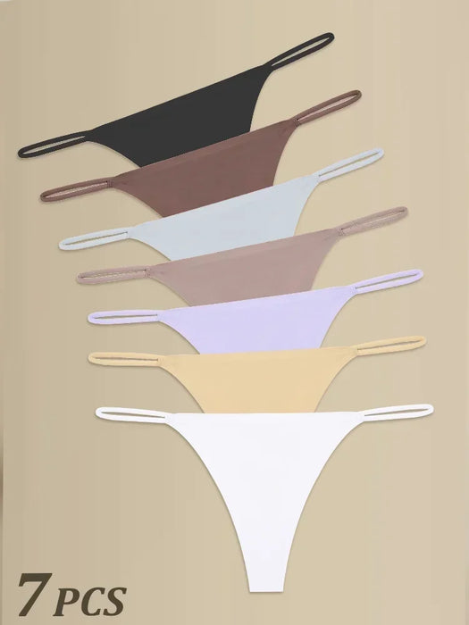 7Pcs/Set Women Seamless Thongs  High Flexibility Panties Thin Strap Low WaistSexy Underwear Ladies T-back Comfortable Women