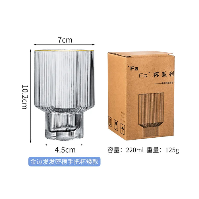 European 1300ml Large Capacity Glass Cold Water Kettle Home Juice Kettle Striped Cool Water Bottle Cool White Water Cup Set