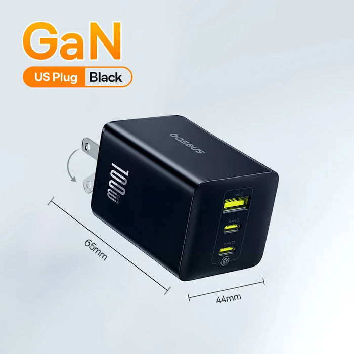 Baseus 100W GaN Charger Fast Charger For Xiaomi Samsung iPhone 17 16 15 Laptop Tablet Charger PD Charger With USB Phone Charger