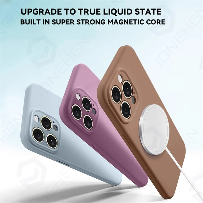 For Magsafe Liquid Silicone Original Case For iPhone 16 15 14 Plus 13 12 17 18 Pro Max Magnetic Wireless Charge Shockproof Cover