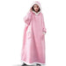 Pink long fleece blanket hoodie