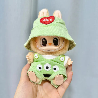 Mini Plush Doll'S Clothes Outfit Accessories For 17cm Korea Kpop Labubu I II Idol Dolls sit party overalls Clothing