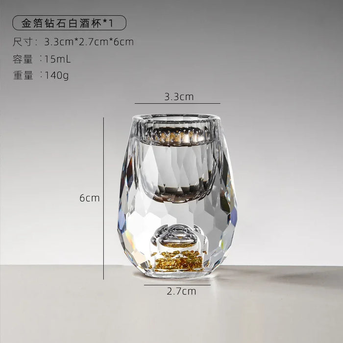 Crystal Liquor Spirits Shot Glasses Gift Box Gold Mountain Thick Bottom Wine Glasses Whiskey Glass Spirits Vodka Brandy Shot Cup