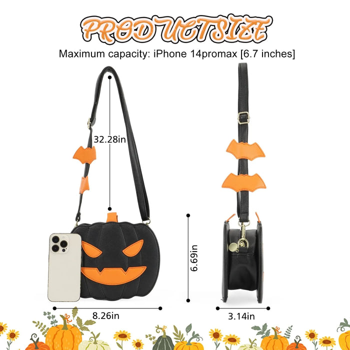 Pumpkin Crossbody Bag For Women Pumpkin Shoulder Bag Female Halloween Bag Pu Leather Demon Messenger Bag Halloween Shopper Bag