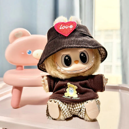 Mini Plush Doll'S Clothes Outfit Accessories For 17cm Korea Kpop Labubu I II Idol Dolls sit party overalls Clothing