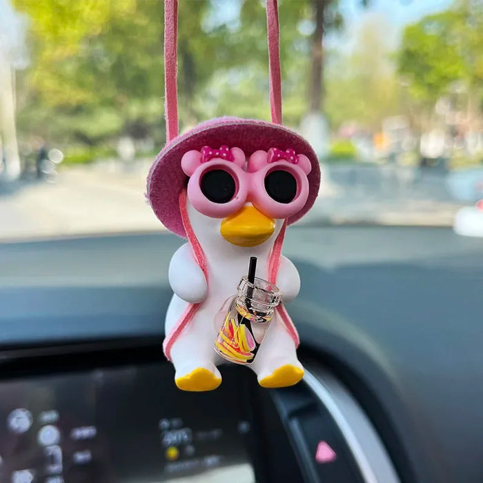 Pink Swinging Duck Car Decoration Pendant Interior Accessories