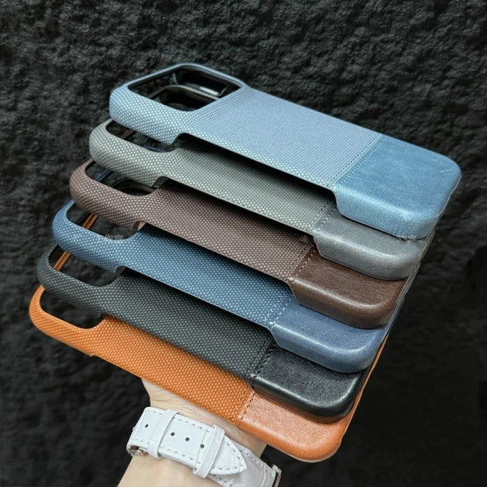Original Splice Leather Nylon Fabric Case For iPhone 17 Air 16 15 14 Plus 13 12 Pro Max Frameless Cooling Matte Shockproof Cover