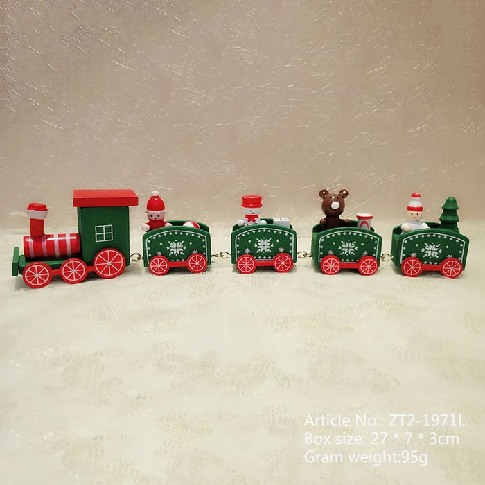 Christmas Decorations Wooden Four Section Small Train Festival Children's Gifts Toy