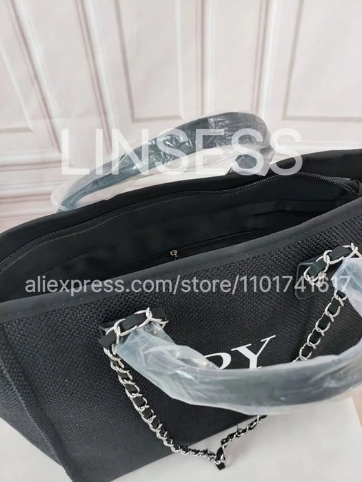 Personalised Chain Monogram Canvas Tote Bag Shoulder Bag