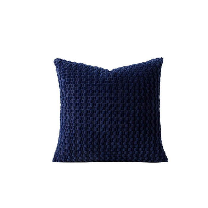 Dark blue textured knit cushion cover