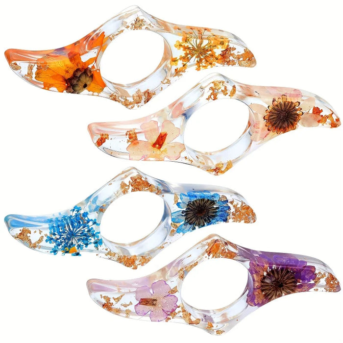 1 Pc Dried Flower Resin Book Page Holders Colorful Thumb Rings Book Page Holders Clear Book Page Holders Bookmarks