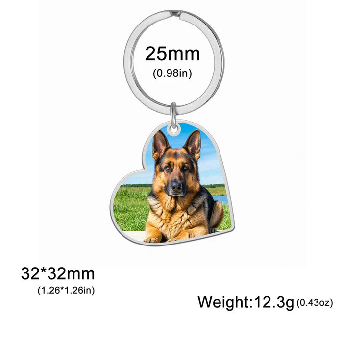 Custom Photo Keychain Stainless Steel Keyring Rectangle Heart Shape Personalized Picture Key Holder Jewelry Valentine's Day Gift