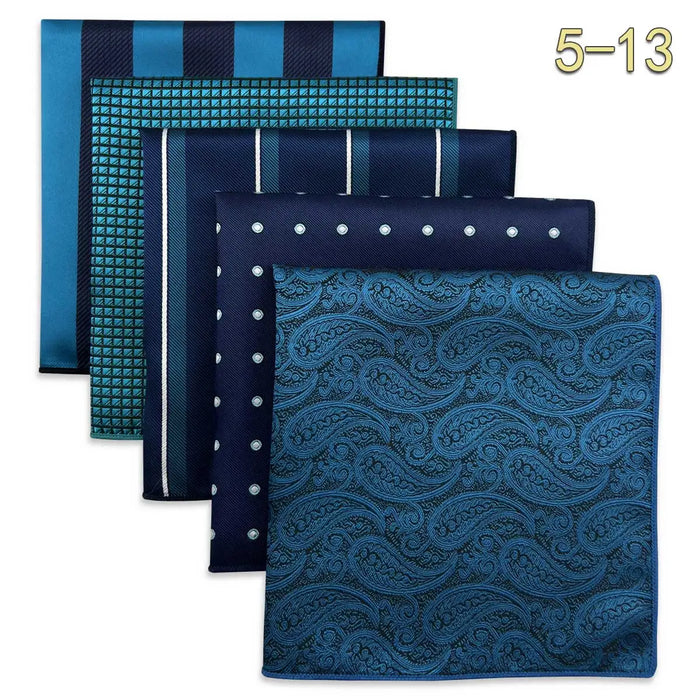 5 Pieces Mens Pocket Squares Wedding Handkerchiefs Set Fashion Formal Bundle Luxury Unique