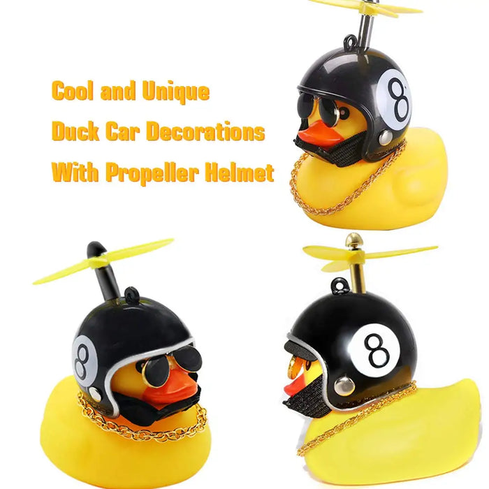 Car Rubber Duck Toy With Helmet for Dashboard Decorations