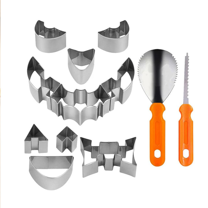 Pumpkin Carving Kit Pumpkin Cutter Tools Halloween Molds Stainless Steel Pumpkin Carver Stencils Cookie Cutter Kitchen Utensil