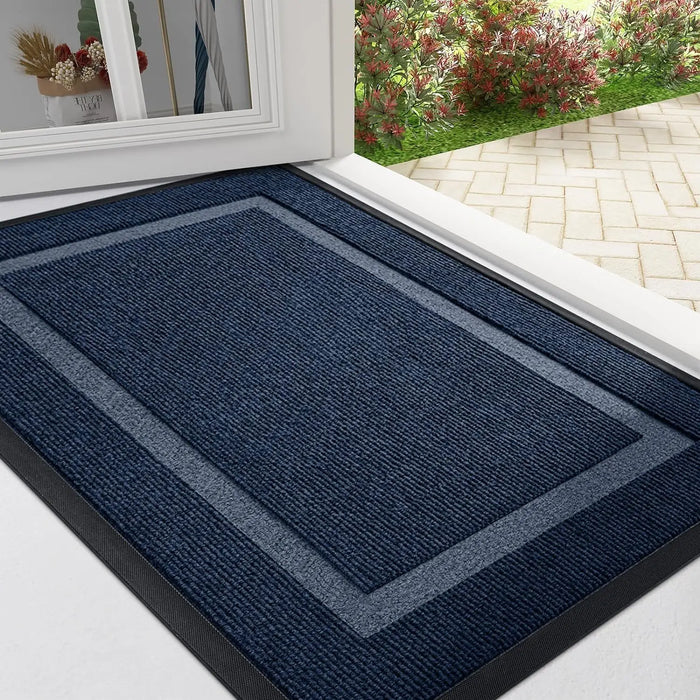 Front Door Mat Indoor Outdoor Entrance Waterproof Sturdy Natural Rubber Fade Resistant Easy Clean Patio Porch Door Mat