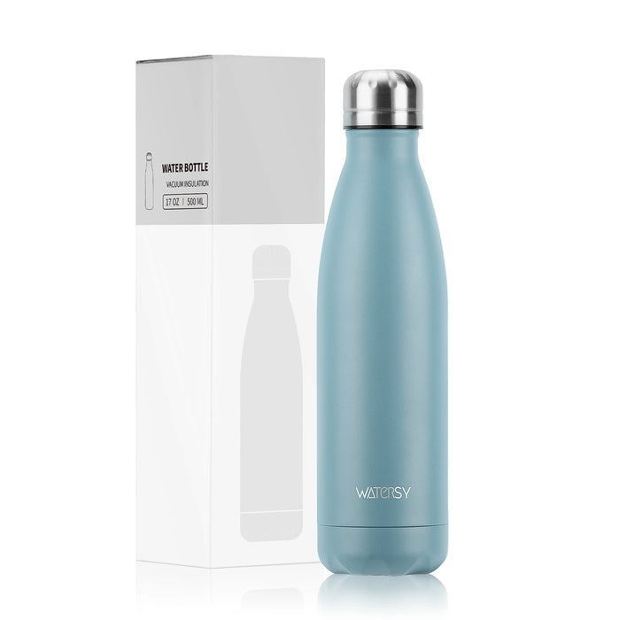 WATERSY 500ml Insulated Water Bottle, Stainless Steel Thermal Leakproof Flask, BPA-Free Double Walled Vacuum Bottle for Sports