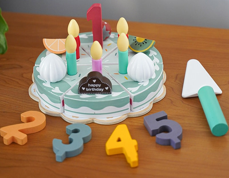 Wooden Simulation Dessert Rack Afternoon Tea Set Toy Pretend Play Food Learning