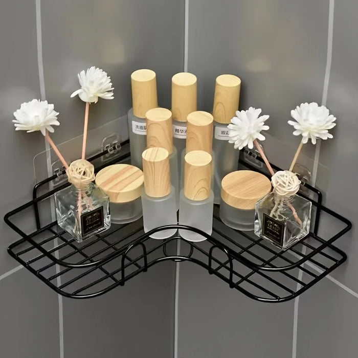 Stainless Steel Corner Shower Rack - Rustproof, Wall-mounted Bathroom Storage Rack for Shampoo, Toner and Cosmetics